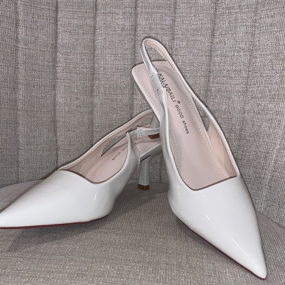Elegant White Slingback Heels by